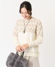 PZFAB55250 GEORGES RECH(ジョルジュ・レッシュ) シャギーモールジャガードニット ダークグレー系
