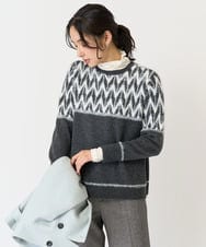 PZFAB55250 GEORGES RECH(ジョルジュ・レッシュ) シャギーモールジャガードニット ダークグレー系