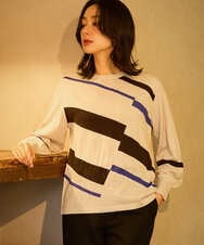 PZFAD04250 GEORGES RECH(ジョルジュ・レッシュ) レクタングルインターシャニット アイボリー系