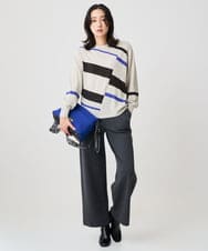 PZFAD04250 GEORGES RECH(ジョルジュ・レッシュ) レクタングルインターシャニット ブラック系