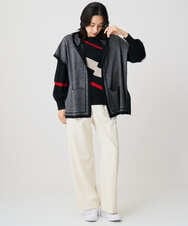 PZFAD04250 GEORGES RECH(ジョルジュ・レッシュ) レクタングルインターシャニット ブラック系