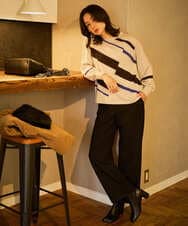 PZFAD04250 GEORGES RECH(ジョルジュ・レッシュ) レクタングルインターシャニット ブラック系