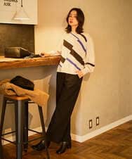 PZFAD04250 GEORGES RECH(ジョルジュ・レッシュ) レクタングルインターシャニット ブラック系