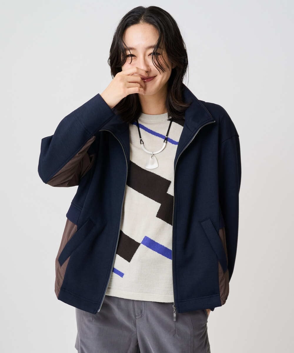 PZFAD04250 GEORGES RECH(ジョルジュ・レッシュ) レクタングルインターシャニット ブラック系