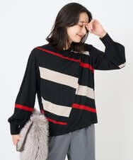 PZFAD04250 GEORGES RECH(ジョルジュ・レッシュ) レクタングルインターシャニット ブラック系