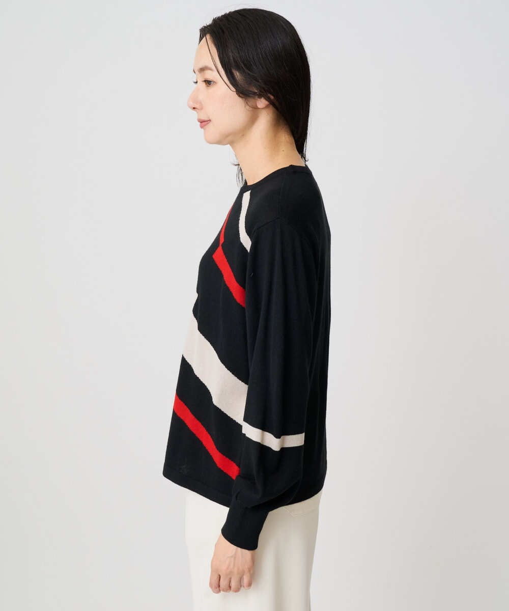 PZFAD04250 GEORGES RECH(ジョルジュ・レッシュ) レクタングルインターシャニット ブラック系