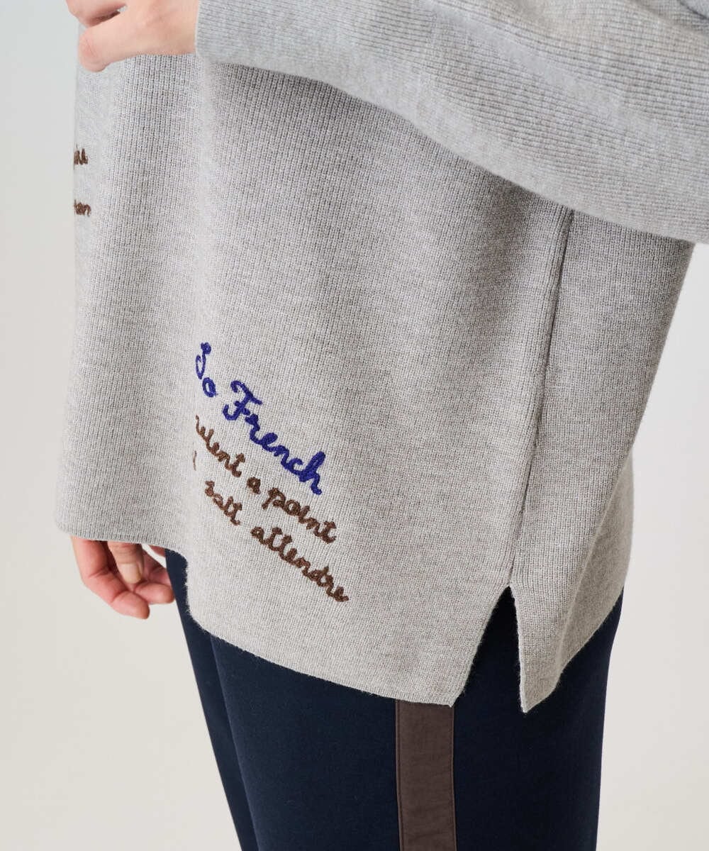 PZFAD05250 GEORGES RECH(ジョルジュ・レッシュ) ロゴ刺繍ウールニット グレー