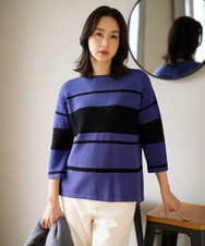 PZFAD08250 GEORGES RECH(ジョルジュ・レッシュ) スラブボーダー8分袖ニット ブルー系