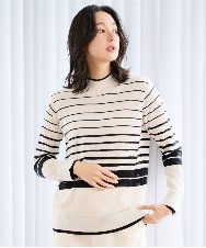 PZFAD11230 GEORGES RECH(ジョルジュ・レッシュ) [アンサンブル対応]ウォッシャブルウールセミハイネックニット ホワイト系(ボーダー)