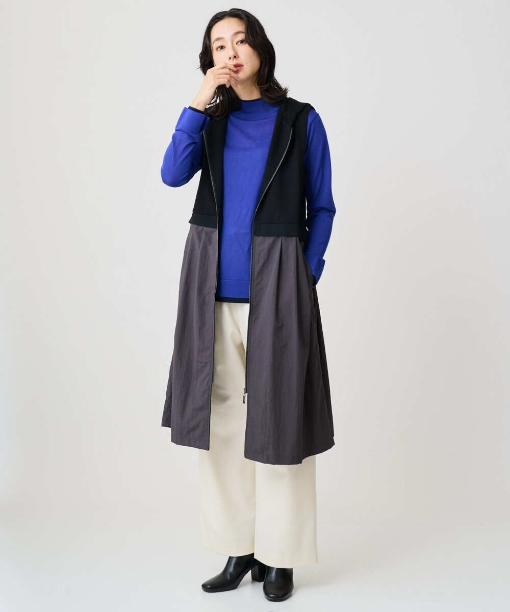 PZFAD11230 GEORGES RECH(ジョルジュ・レッシュ) [アンサンブル対応]ウォッシャブルウールハイネックニット ホワイト系(ボーダー)