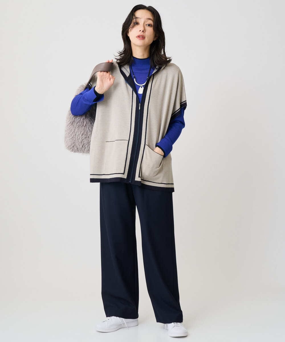 PZFAD11230 GEORGES RECH(ジョルジュ・レッシュ) [アンサンブル対応]ウォッシャブルウールハイネックニット ホワイト系(ボーダー)
