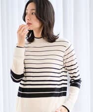 PZFAD11230 GEORGES RECH(ジョルジュ・レッシュ) [アンサンブル対応]ウォッシャブルウールセミハイネックニット ホワイト系(ボーダー)