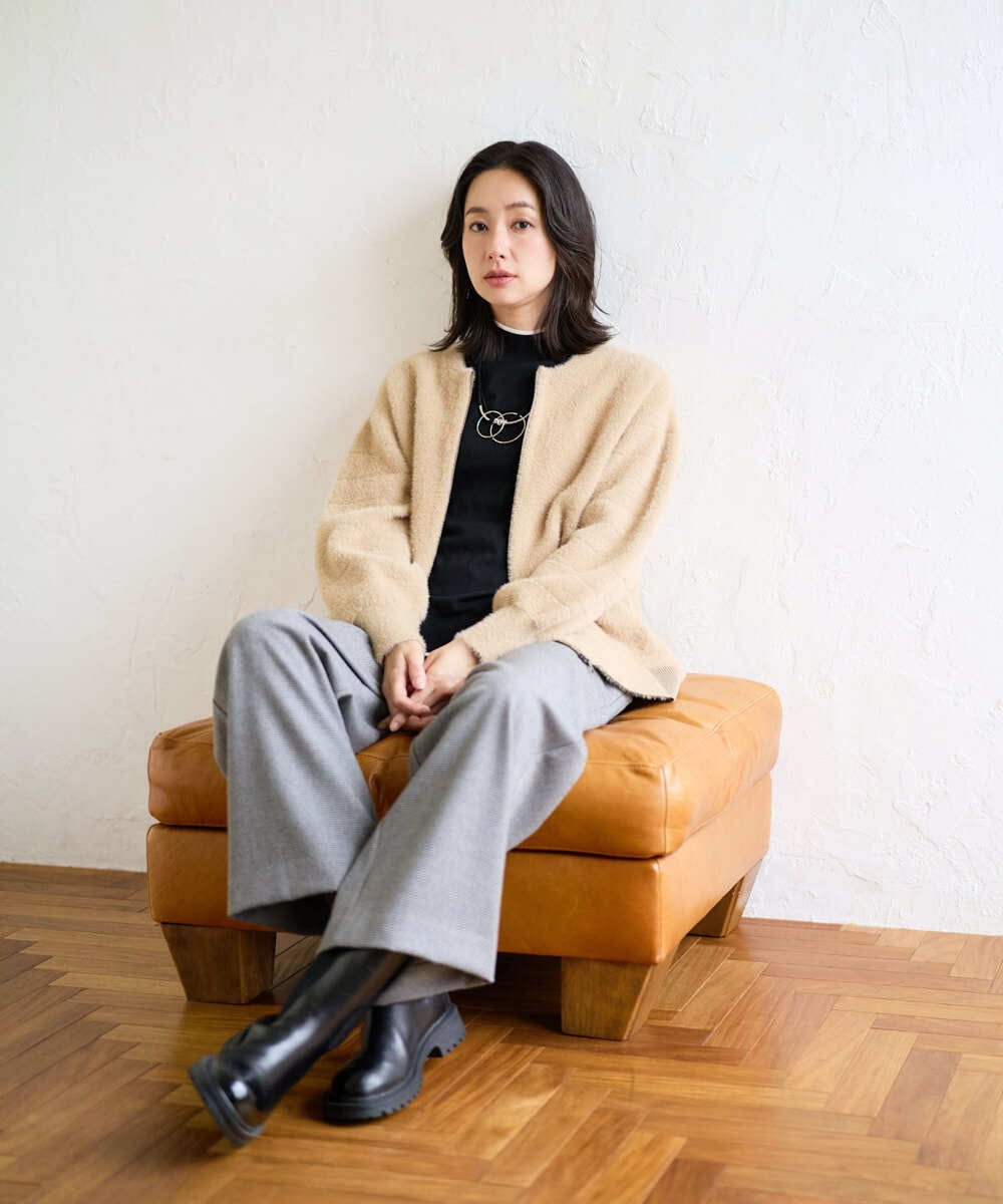 PZFAD11230 GEORGES RECH(ジョルジュ・レッシュ) [アンサンブル対応]ウォッシャブルウールセミハイネックニット ホワイト系(ボーダー)