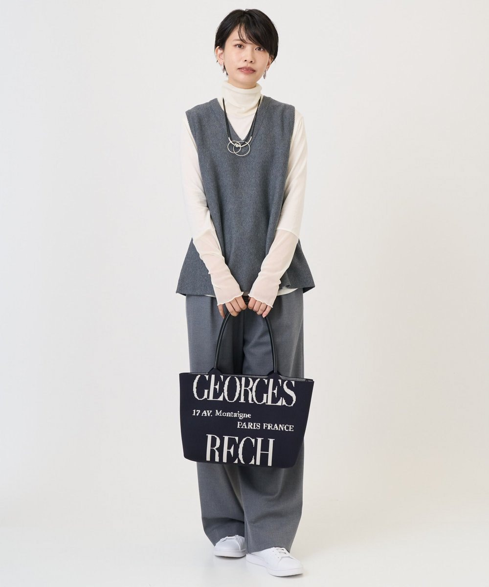 PZFAD33230 GEORGES RECH(ジョルジュ・レッシュ)  [セットアップ対応]Vネックフレアニットベスト ライトグレー