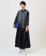 PZFAD33230 GEORGES RECH(ジョルジュ・レッシュ)  [セットアップ対応]Vネックフレアニットベスト ライトグレー