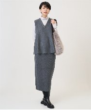 PZFAD33230 GEORGES RECH(ジョルジュ・レッシュ)  [セットアップ対応]Vネックフレアニットベスト ライトグレー