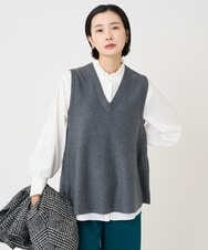 PZFAD33230 GEORGES RECH(ジョルジュ・レッシュ)  [セットアップ対応]Vネックフレアニットベスト ライトグレー