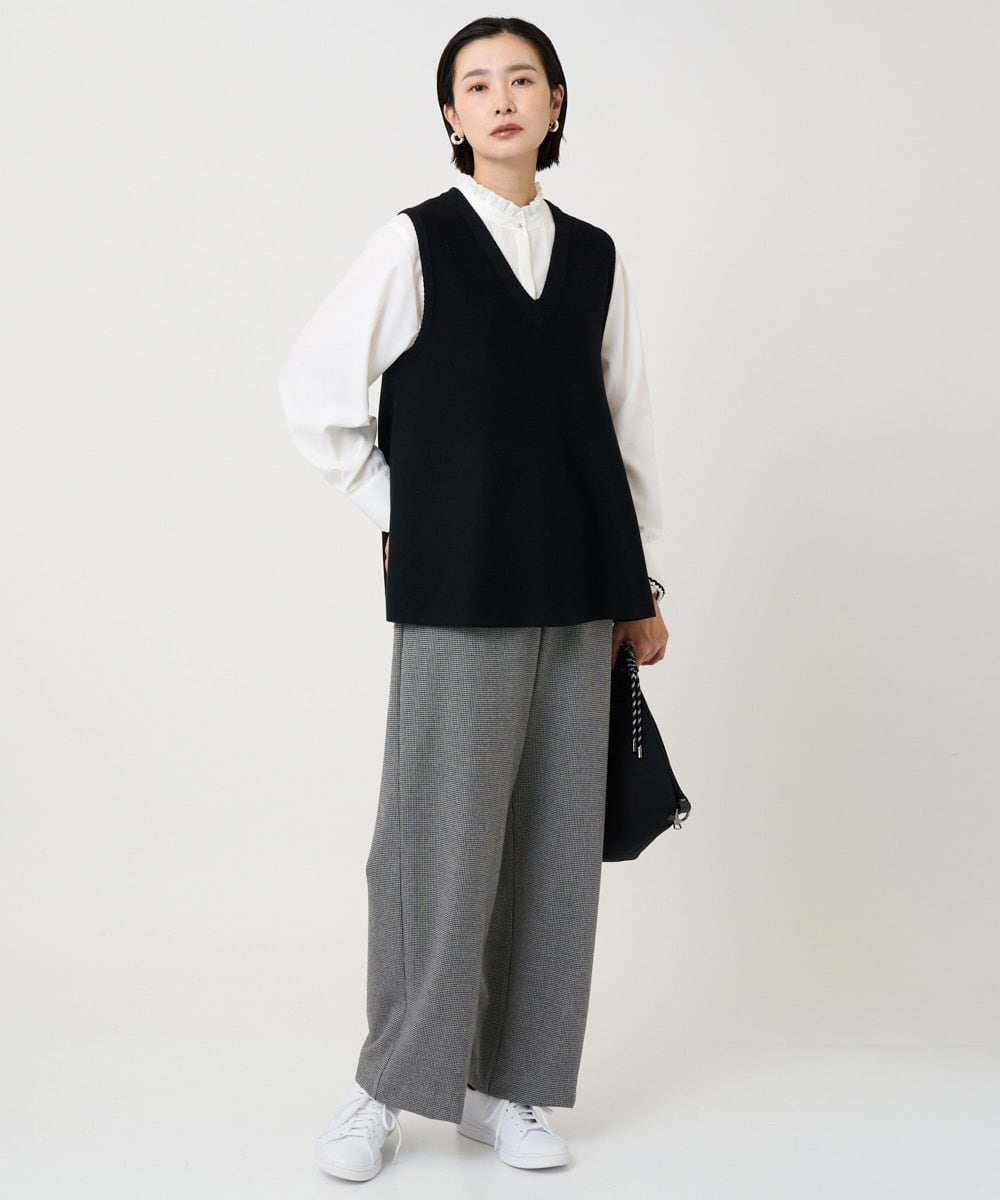 PZFAD33230 GEORGES RECH(ジョルジュ・レッシュ)  [セットアップ対応]Vネックフレアニットベスト ライトグレー