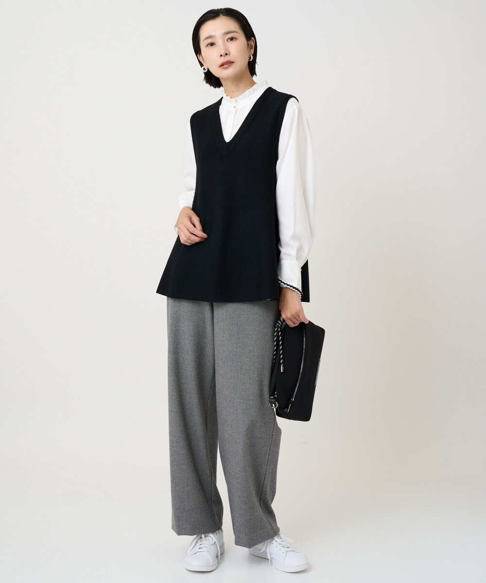 PZFAD33230 GEORGES RECH(ジョルジュ・レッシュ)  [セットアップ対応]Vネックフレアニットベスト ライトグレー