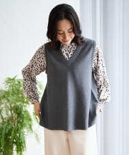 PZFAD33230 GEORGES RECH(ジョルジュ・レッシュ)  [セットアップ対応]Vネックフレアニットベスト ライトグレー