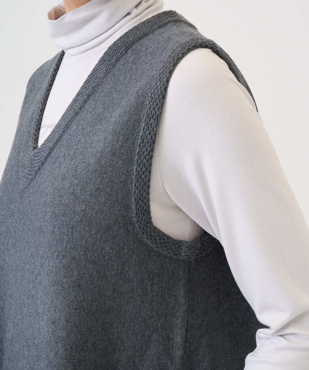 PZFAD33230 GEORGES RECH(ジョルジュ・レッシュ)  [セットアップ対応]Vネックフレアニットベスト ライトグレー