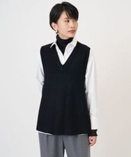 PZFAD33230 GEORGES RECH(ジョルジュ・レッシュ)  [セットアップ対応]Vネックフレアニットベスト ブラック