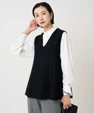 PZFAD33230 GEORGES RECH(ジョルジュ・レッシュ)  [セットアップ対応]Vネックフレアニットベスト ブラック