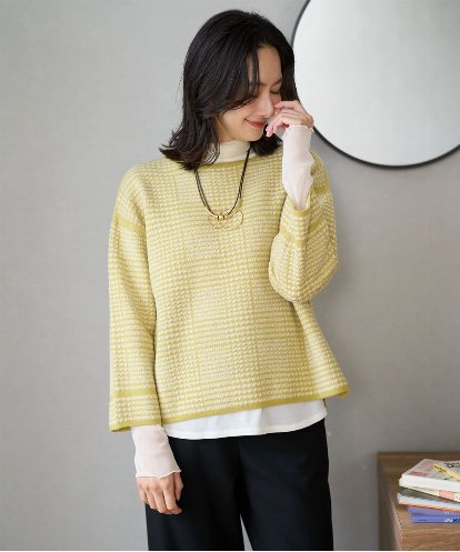 PZFAD34230 GEORGES RECH ブークレチェックジャカードニット