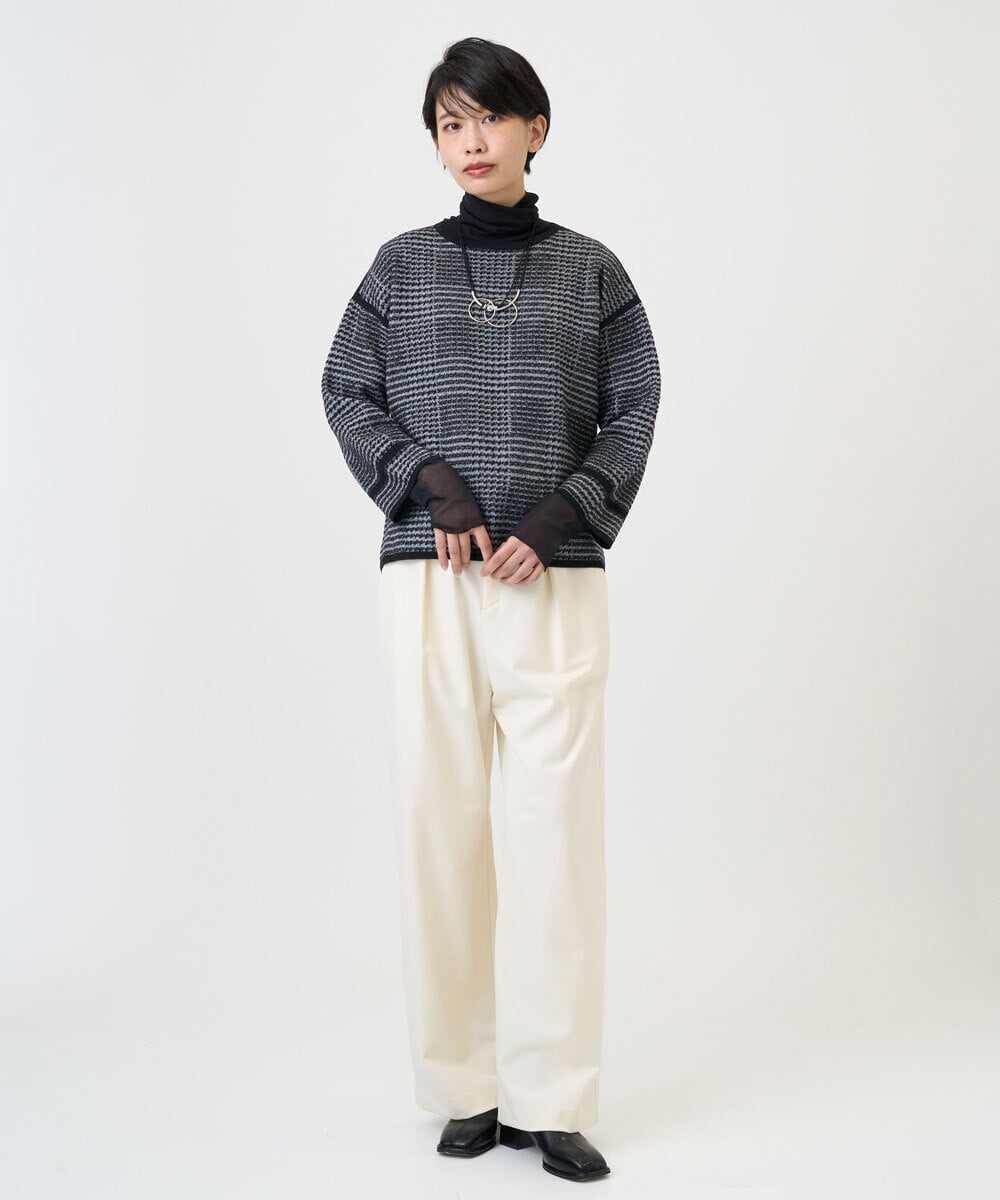 PZFAD34230 GEORGES RECH(ジョルジュ・レッシュ) ブークレチェックジャカードニット イエロー