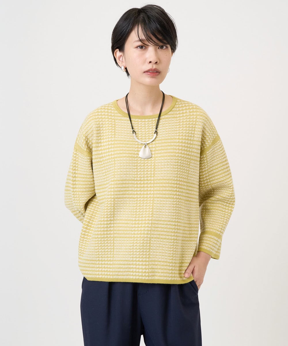 PZFAD34230 GEORGES RECH(ジョルジュ・レッシュ) ブークレチェックジャカードニット イエロー