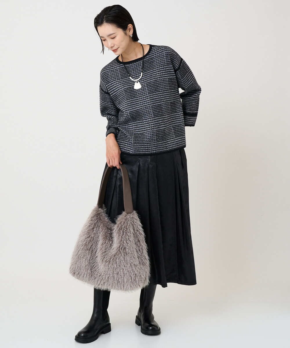 PZFAD34230 GEORGES RECH(ジョルジュ・レッシュ) ブークレチェックジャカードニット イエロー