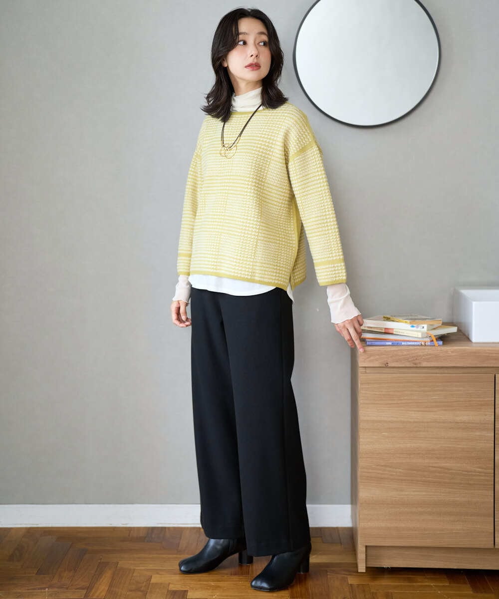 PZFAD34230 GEORGES RECH(ジョルジュ・レッシュ) ブークレチェックジャカードニット イエロー