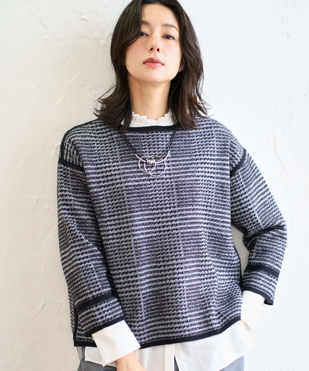 PZFAD34230 GEORGES RECH(ジョルジュ・レッシュ) ブークレチェックジャカードニット イエロー