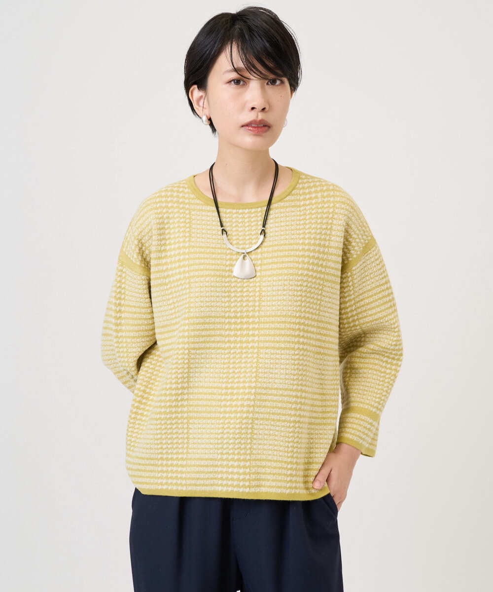 PZFAD34230 GEORGES RECH(ジョルジュ・レッシュ) ブークレチェックジャカードニット イエロー