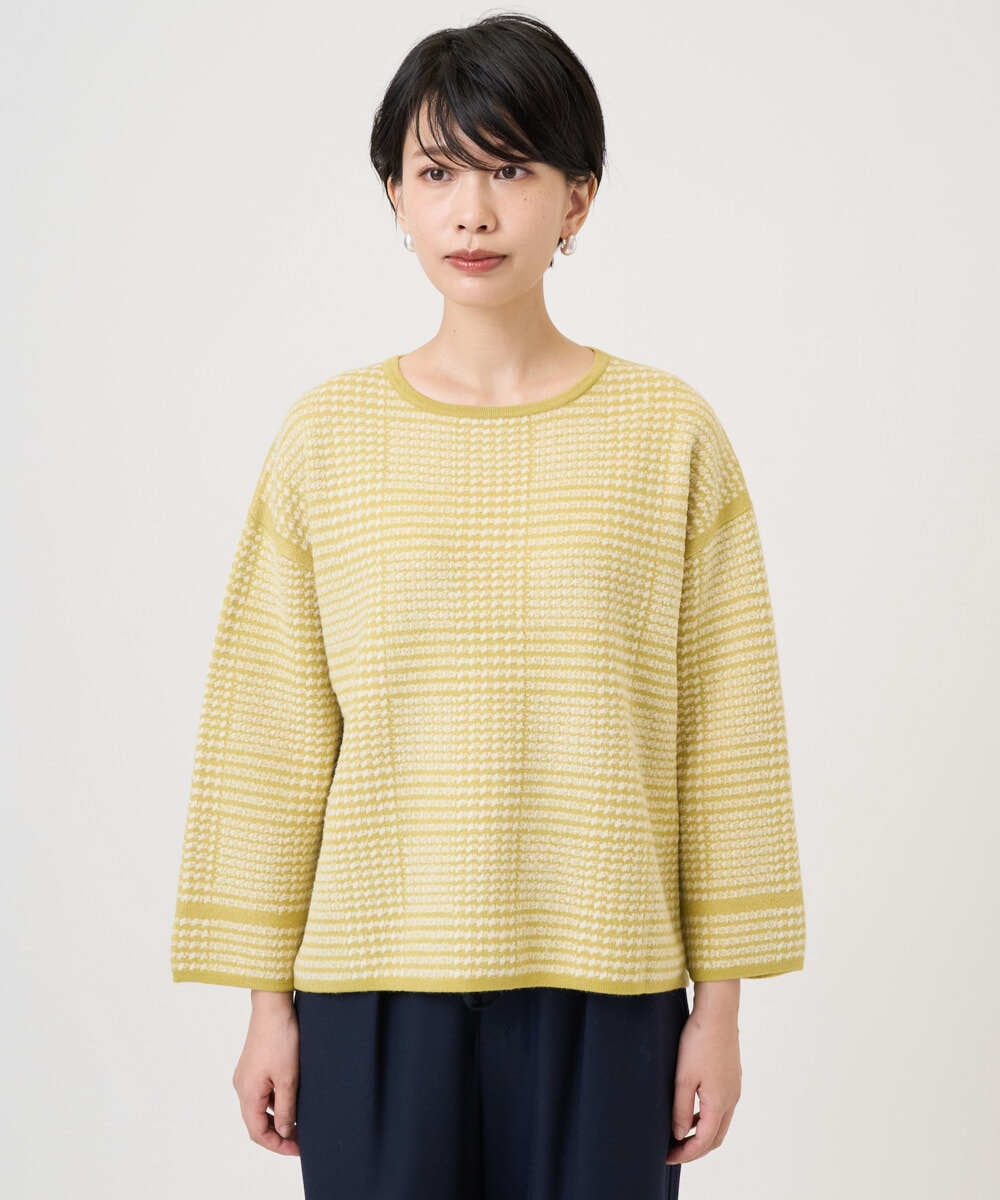 PZFAD34230 GEORGES RECH(ジョルジュ・レッシュ) ブークレチェックジャカードニット イエロー