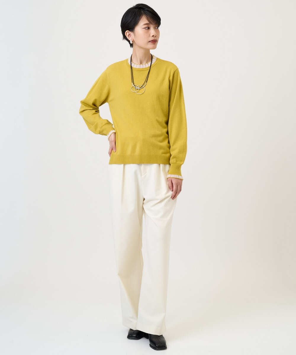 PZFAD35180 GEORGES RECH(ジョルジュ・レッシュ) シアーフリルセミハイネックニット ライトグレー