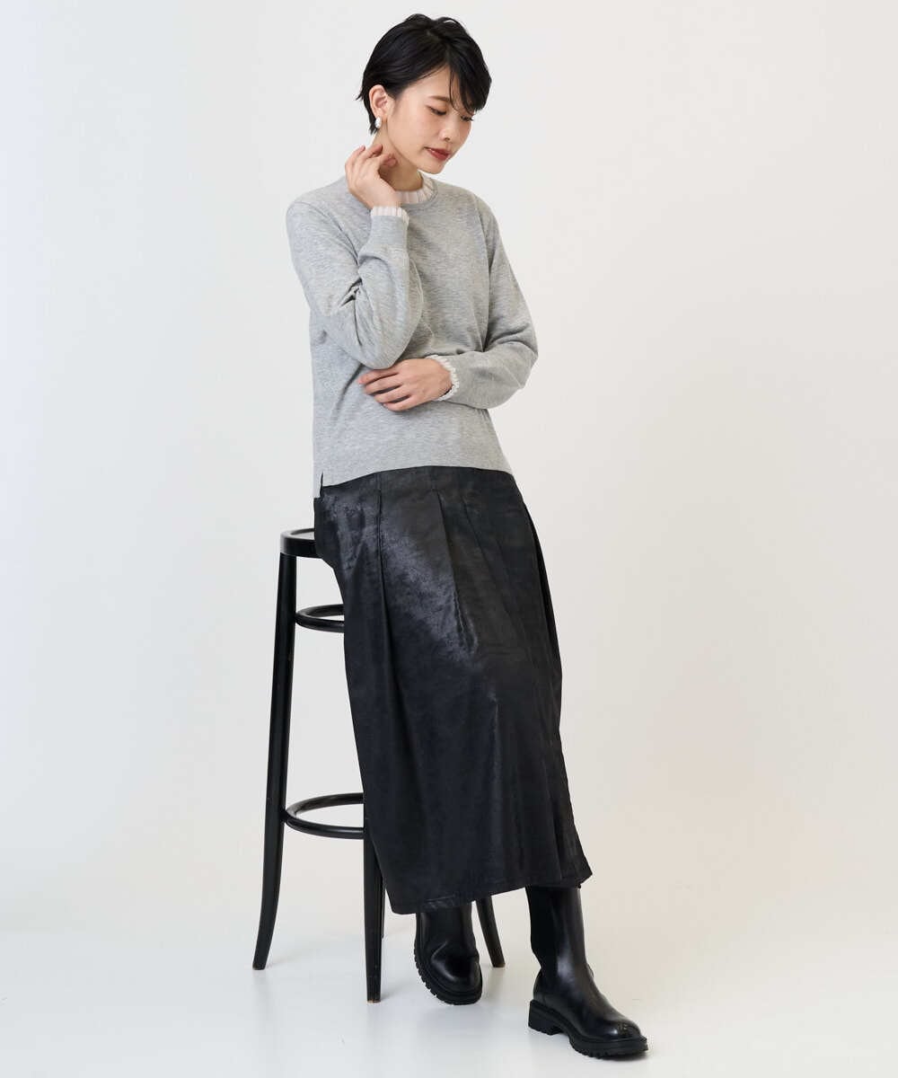 PZFAD35180 GEORGES RECH(ジョルジュ・レッシュ) シアーフリルセミハイネックニット ライトグレー