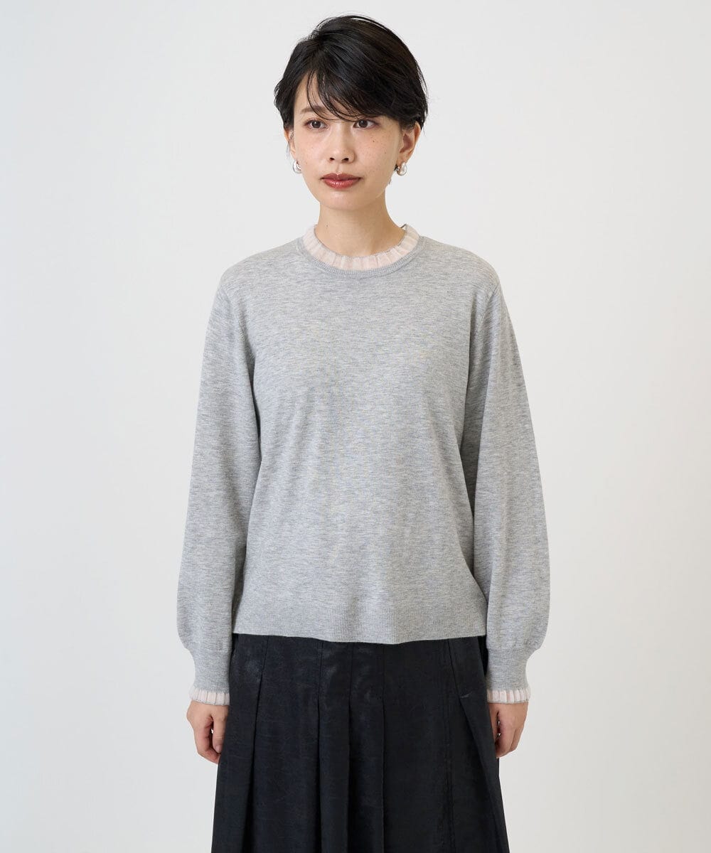 PZFAD35180 GEORGES RECH(ジョルジュ・レッシュ) シアーフリルセミハイネックニット ライトグレー