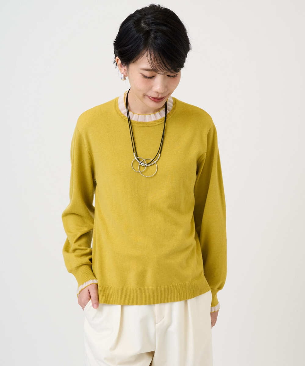 PZFAD35180 GEORGES RECH(ジョルジュ・レッシュ) シアーフリルセミハイネックニット ライトグレー