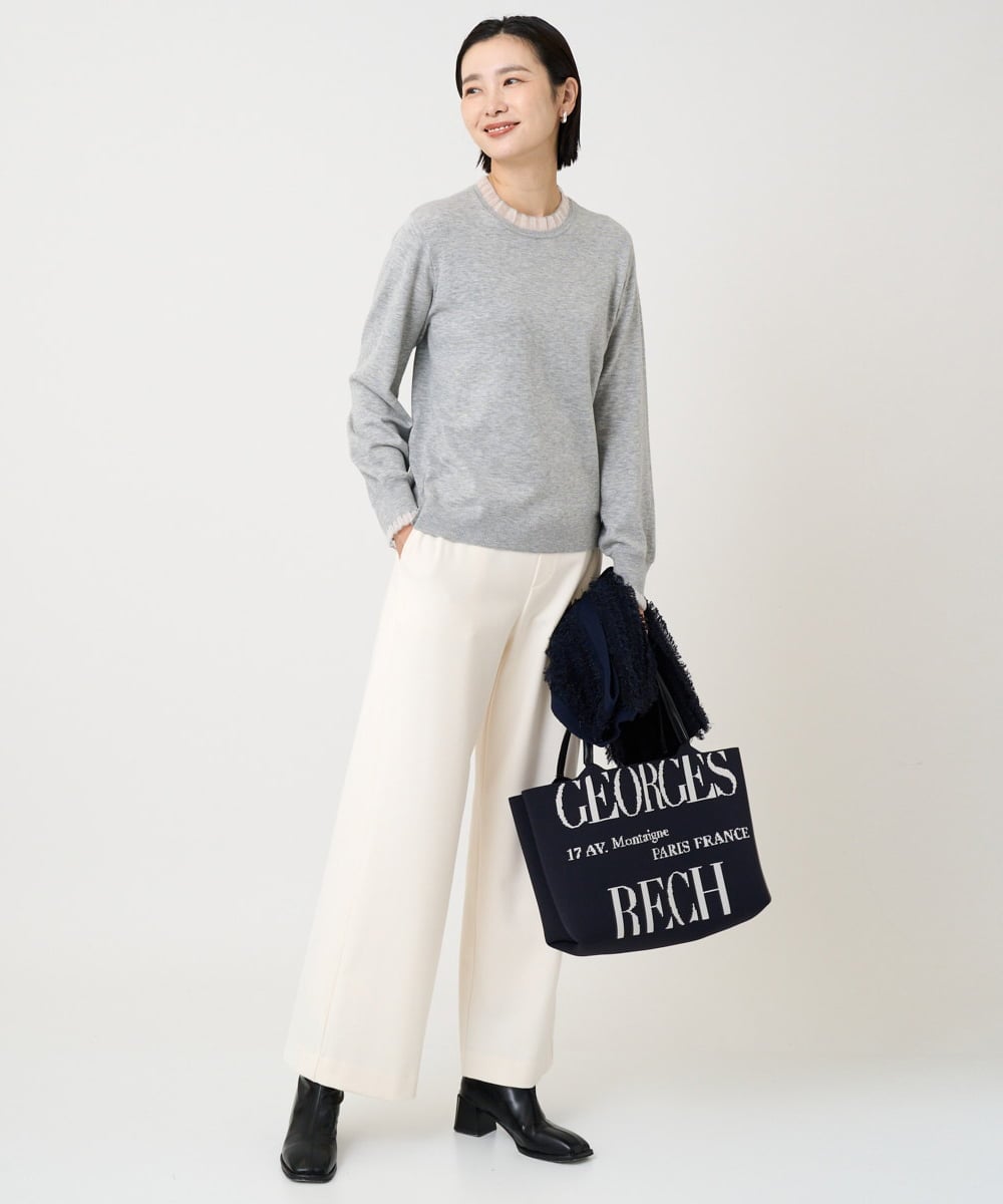 PZFAD35180 GEORGES RECH(ジョルジュ・レッシュ) シアーフリルセミハイネックニット ライトグレー