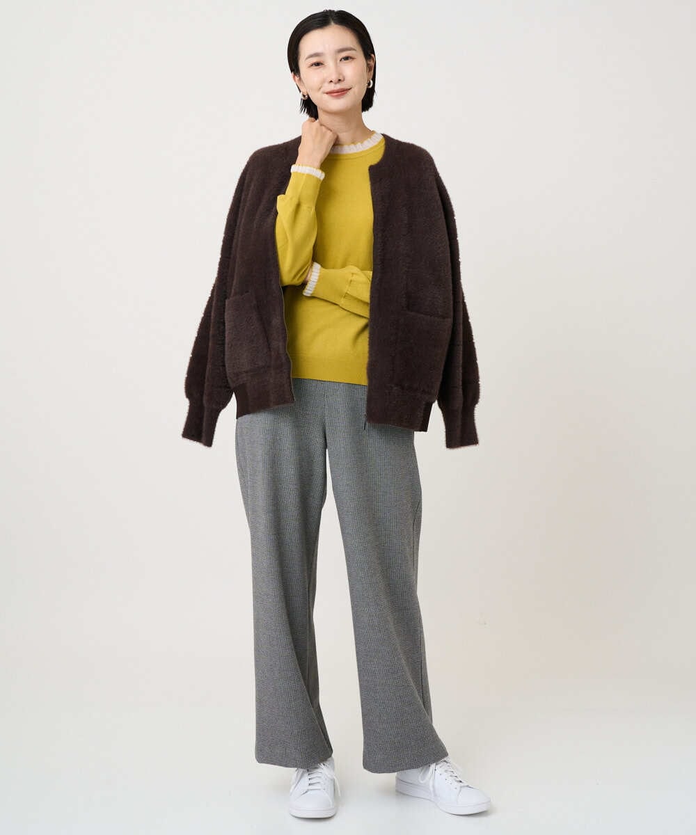 PZFAD35180 GEORGES RECH(ジョルジュ・レッシュ) シアーフリルセミハイネックニット ライトグレー