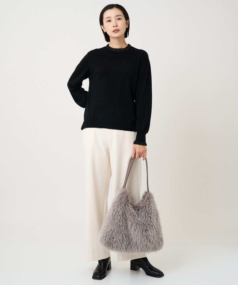 PZFAD35180 GEORGES RECH(ジョルジュ・レッシュ) シアーフリルセミハイネックニット ライトグレー