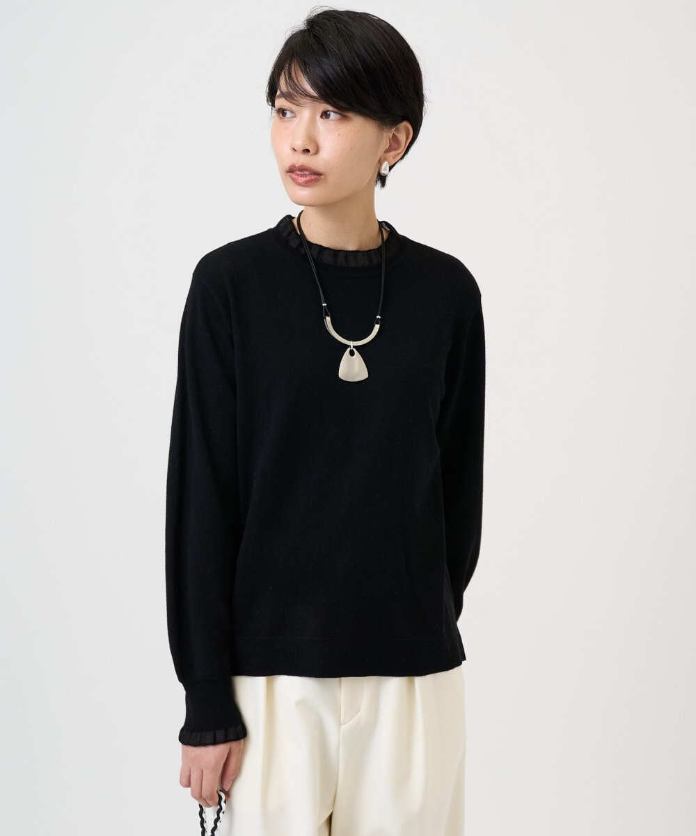 PZFAD35180 GEORGES RECH(ジョルジュ・レッシュ) シアーフリルセミハイネックニット ライトグレー