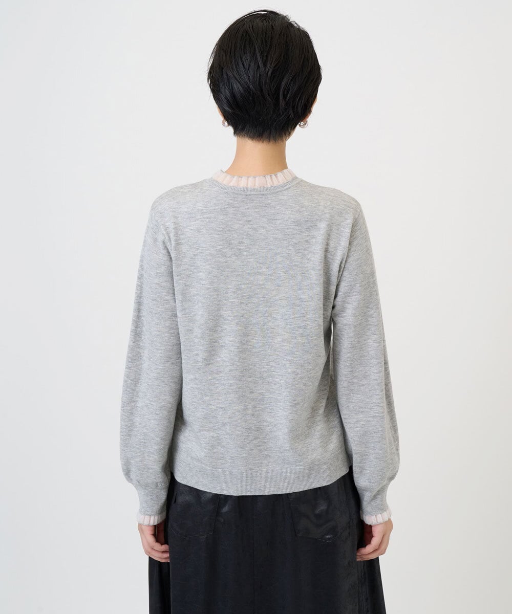 PZFAD35180 GEORGES RECH(ジョルジュ・レッシュ) シアーフリルセミハイネックニット ライトグレー