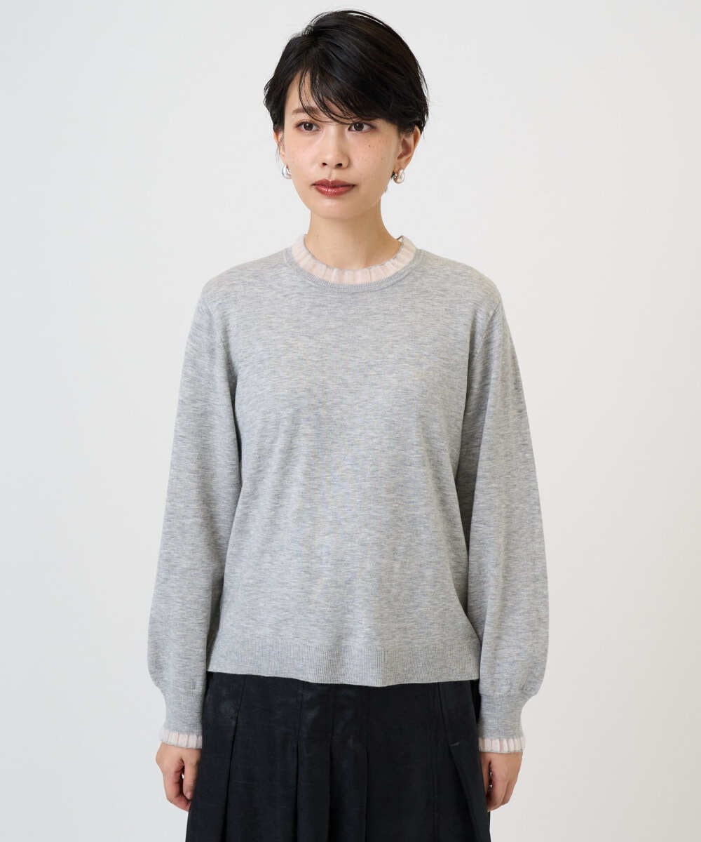 PZFAD35180 GEORGES RECH(ジョルジュ・レッシュ) シアーフリルセミハイネックニット ライトグレー