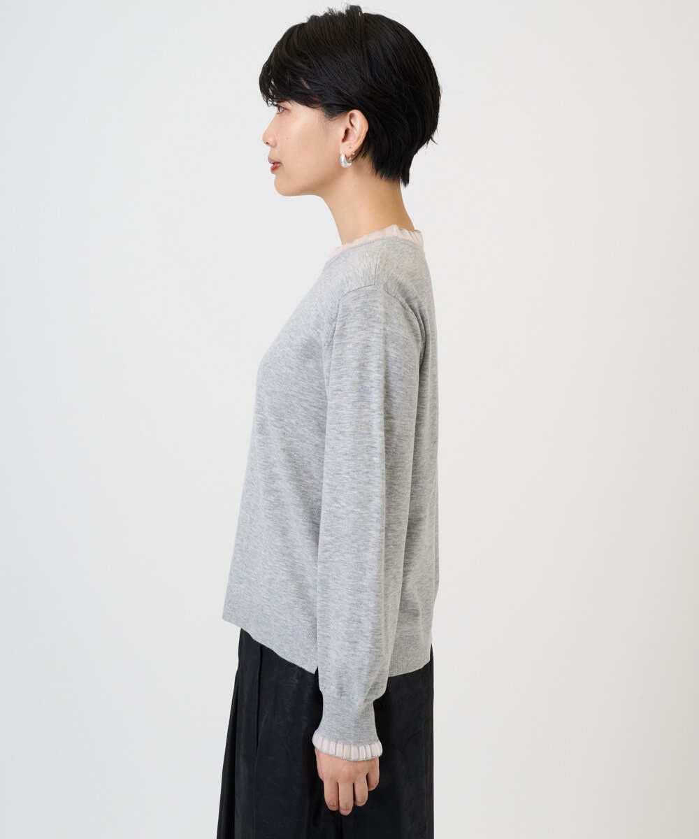 PZFAD35180 GEORGES RECH(ジョルジュ・レッシュ) シアーフリルセミハイネックニット ライトグレー