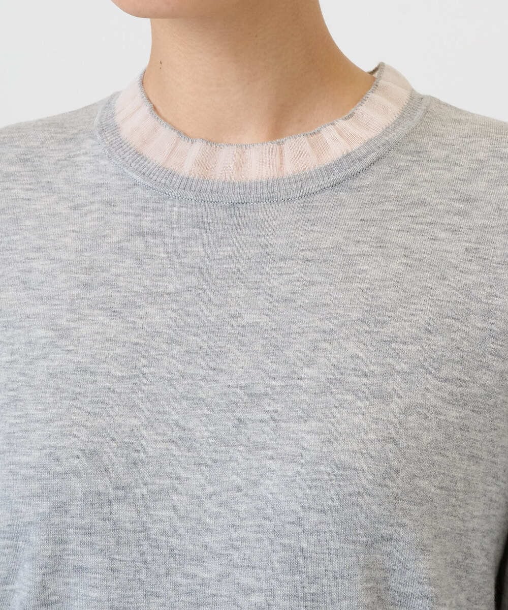 PZFAD35180 GEORGES RECH(ジョルジュ・レッシュ) シアーフリルセミハイネックニット ライトグレー