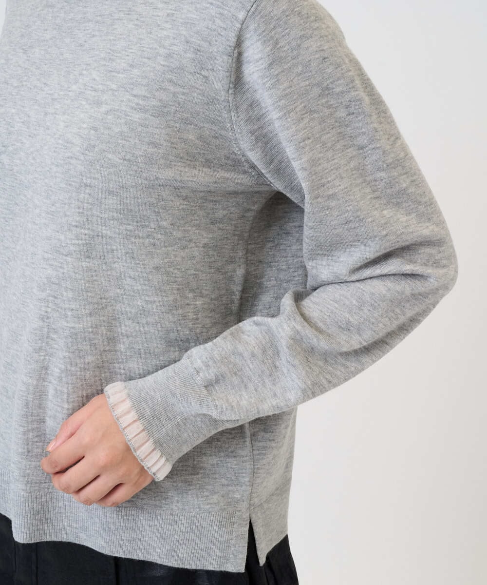 PZFAD35180 GEORGES RECH(ジョルジュ・レッシュ) シアーフリルセミハイネックニット ライトグレー