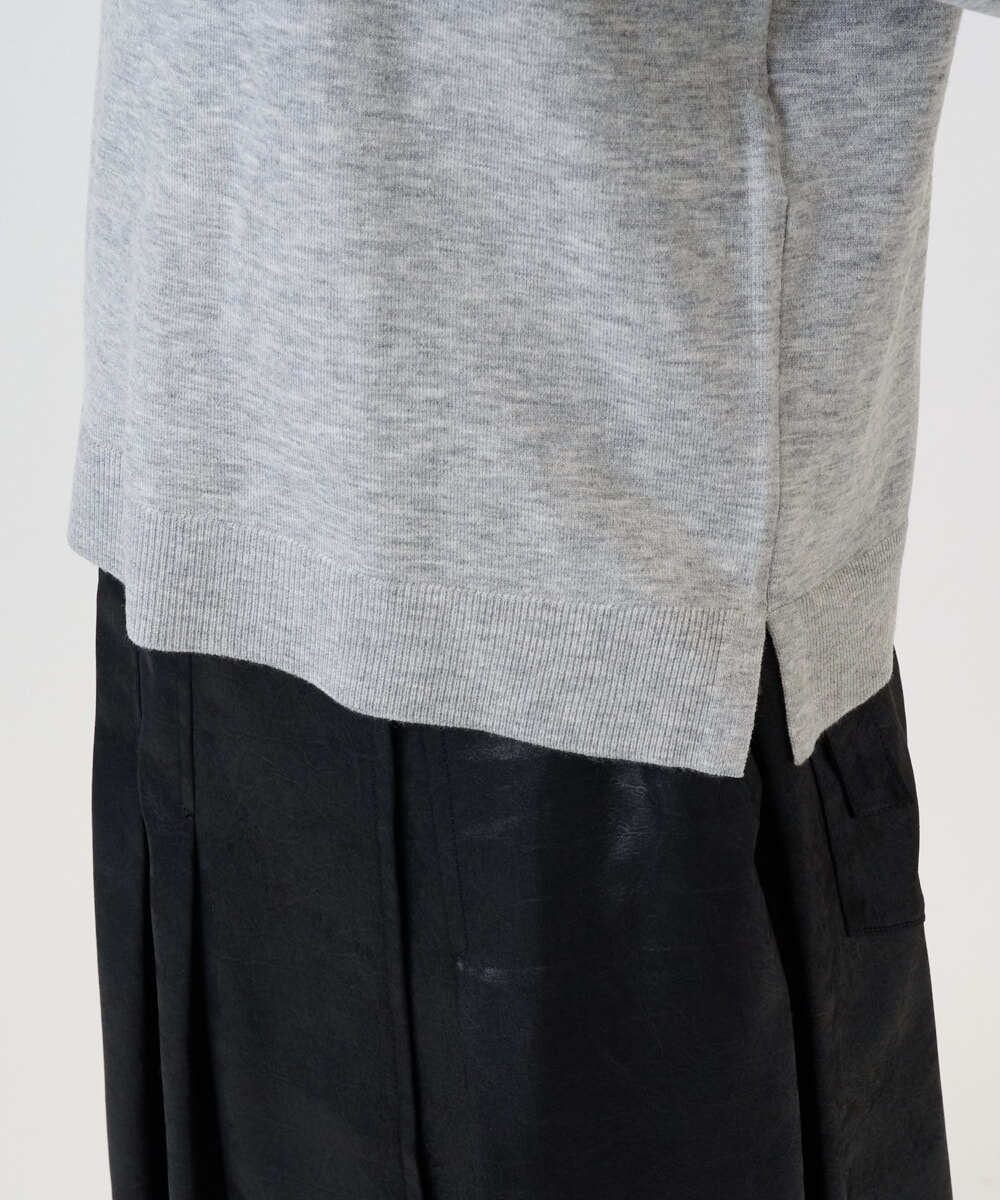 PZFAD35180 GEORGES RECH(ジョルジュ・レッシュ) シアーフリルセミハイネックニット ライトグレー