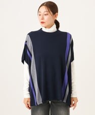 PZFAG13230 GEORGES RECH(ジョルジュ・レッシュ) カラーブロックニットポンチョ ネイビー